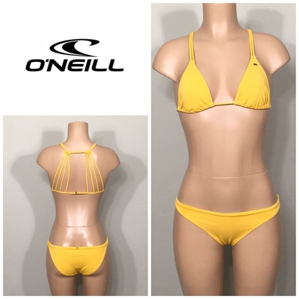 O’Neill golden yellow strappy bikini set. NWT